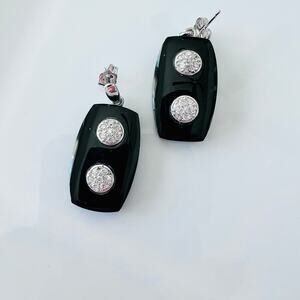 NEW Genuine Onyx and Sterling earrings